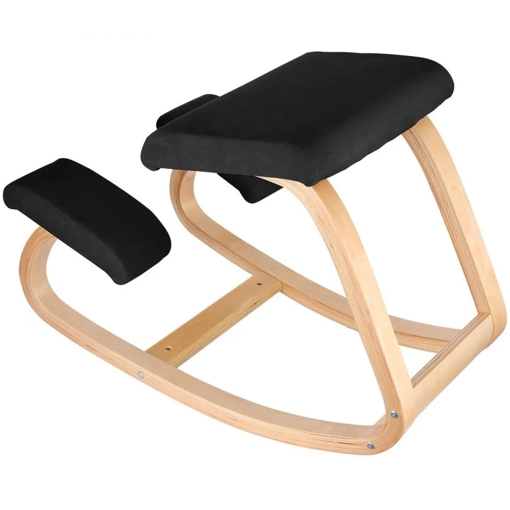 010727657917 - Natural Wood Kneeling Chair for Improved Posture, 330lbs Capacity