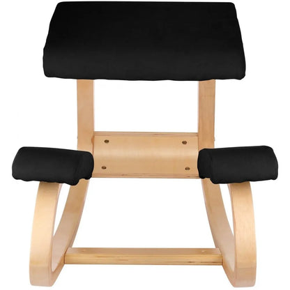 010727657917 - Natural Wood Kneeling Chair for Improved Posture, 330lbs Capacity
