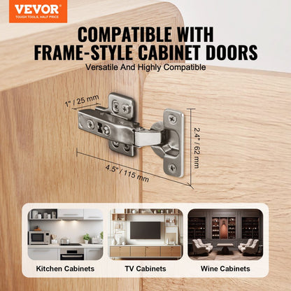 PHS23701-40 - Soft Close Stainless Steel Cabinet Hinges for Frameless Doors