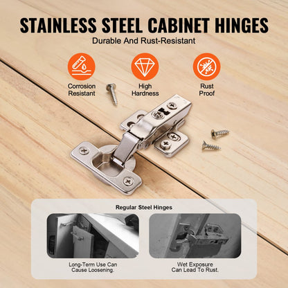 PHS23701-40 - Soft Close Stainless Steel Cabinet Hinges for Frameless Doors