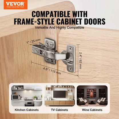 PHS25101-50 - Soft Close 100° Kitchen Cabinet Hinges for Frameless Doors