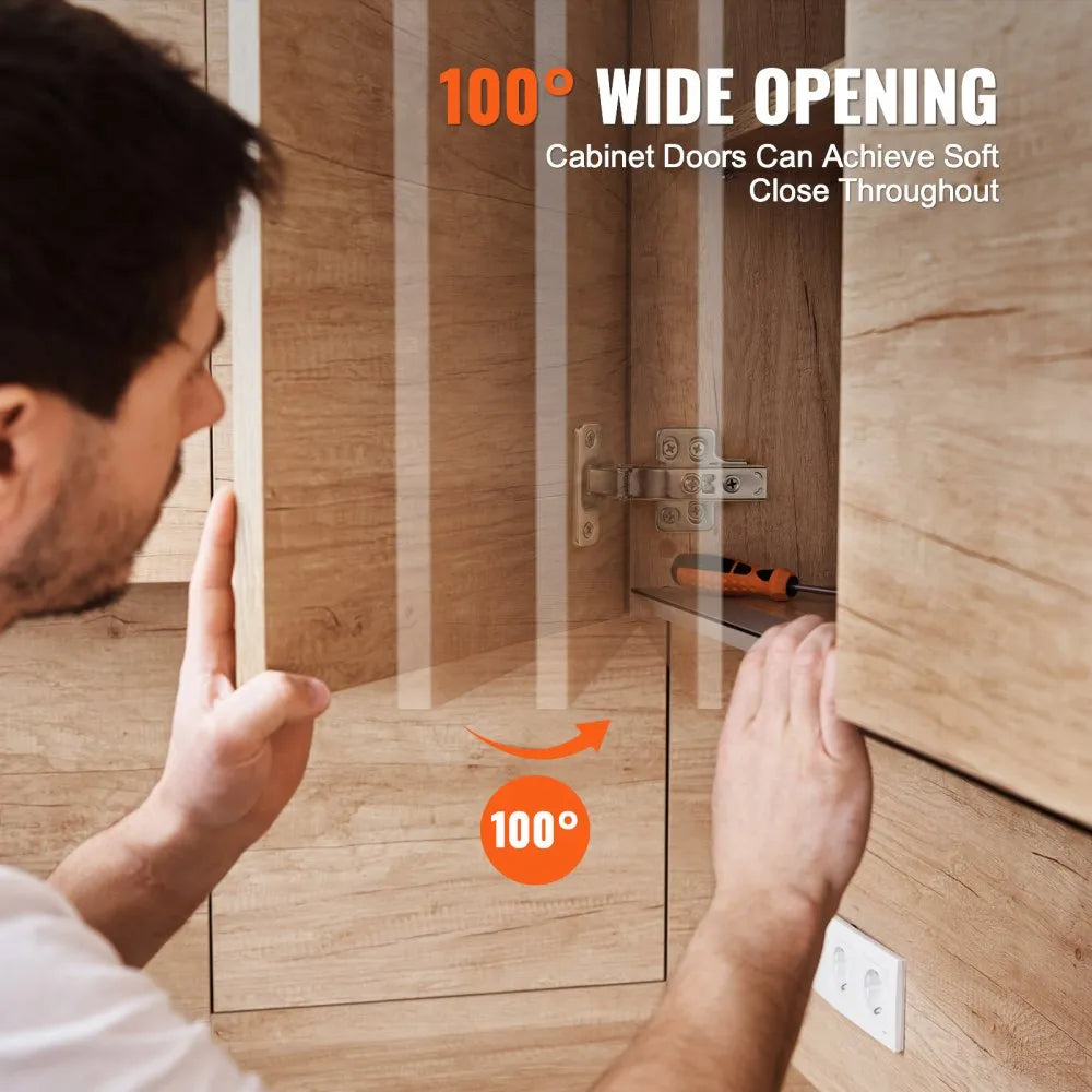 PHS25101-50 - Soft Close 100° Kitchen Cabinet Hinges for Frameless Doors