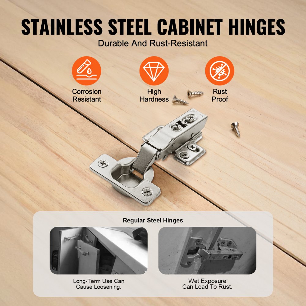 PHS23601-60 - Stainless Steel Soft Close Hinges for Frameless Cabinets