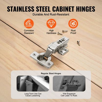 PHS23601-60 - Stainless Steel Soft Close Hinges for Frameless Cabinets