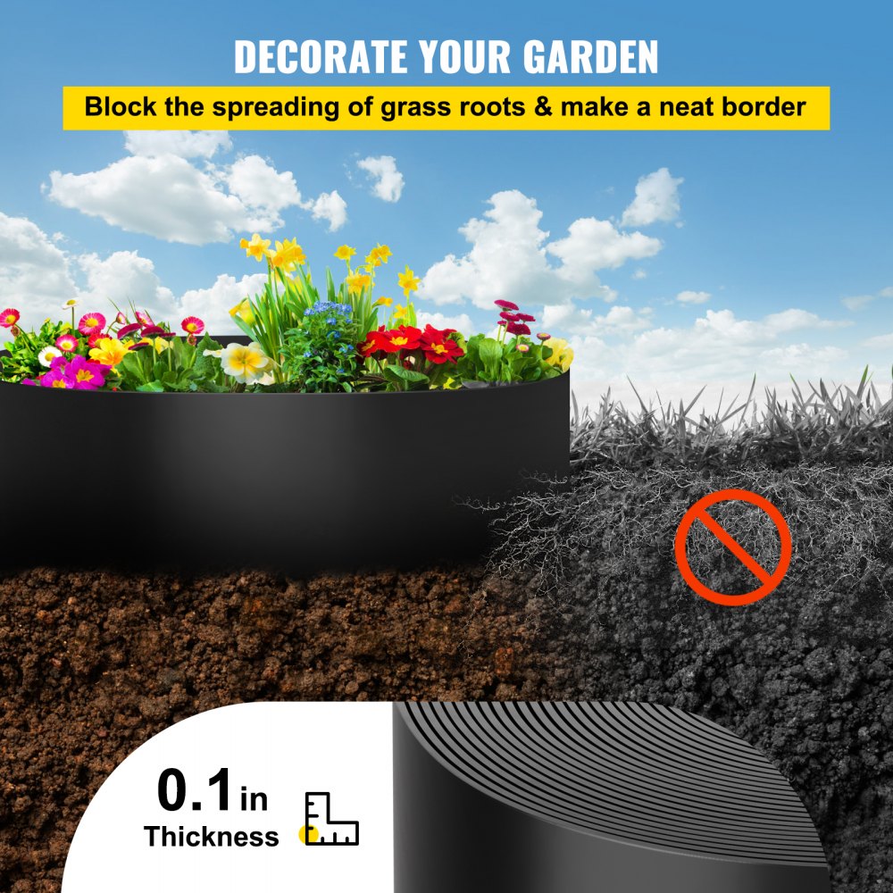 SS-SGY-0007 - 150' HDPE Landscape Edging, 10" Height for Garden Borders