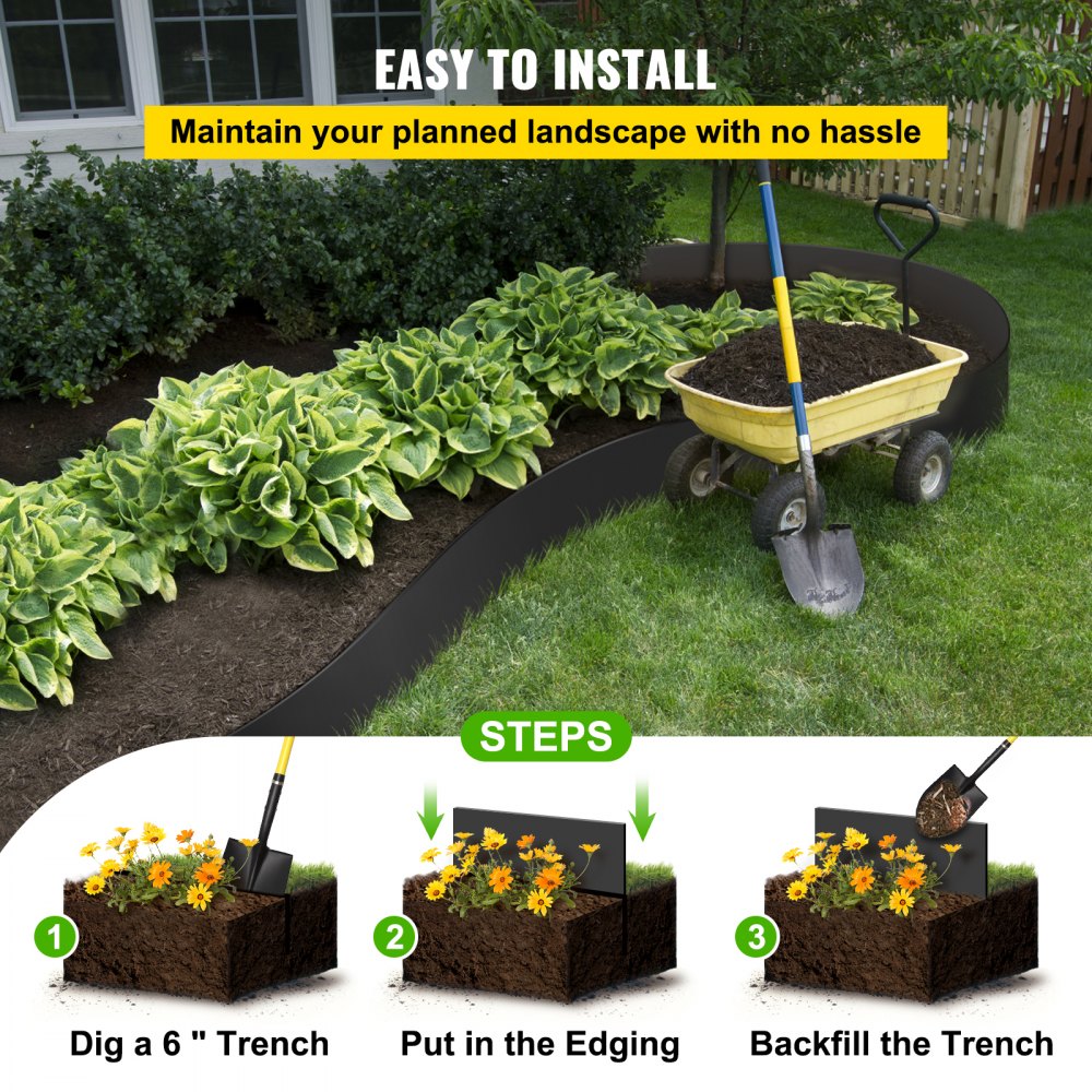 SS-SGY-0007 - 150' HDPE Landscape Edging, 10" Height for Garden Borders