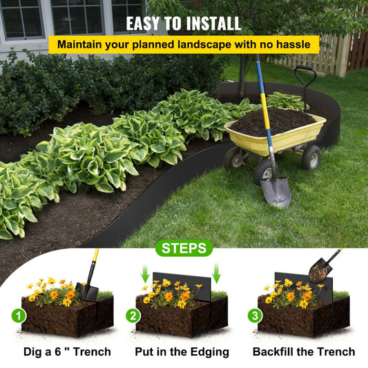 SS-SGY-0001 - 80ft Flexible Landscape Edging, 10" High, Easy Install