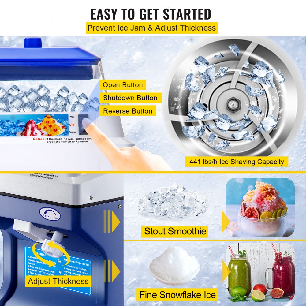 010810903841 - 110V ABS & Stainless Steel Ice Shaver with 5L Hopper