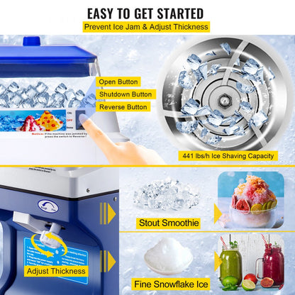 010810903841 - 110V ABS & Stainless Steel Ice Shaver with 5L Hopper