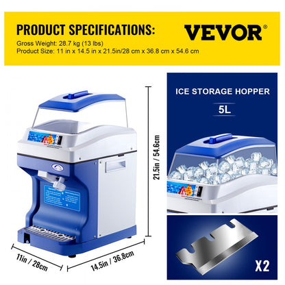 010810903841 - 110V ABS & Stainless Steel Ice Shaver with 5L Hopper