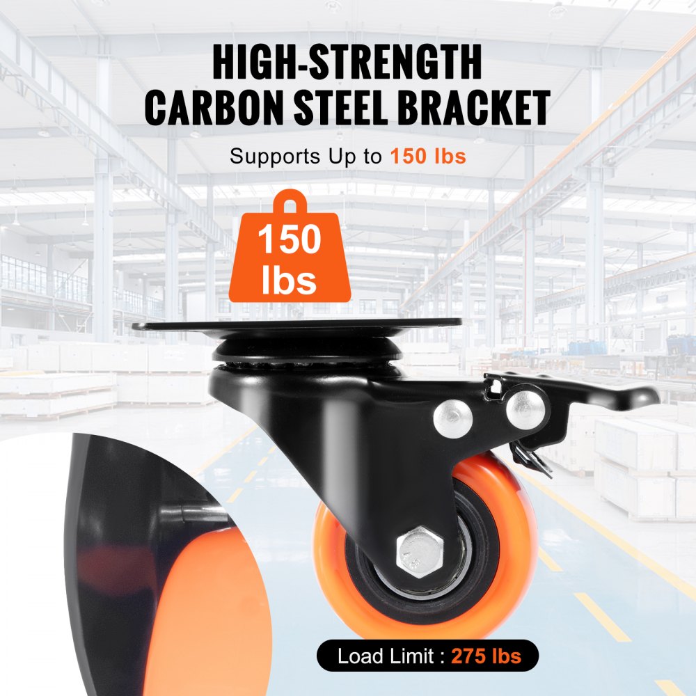 CC-PBJL-2 - Durable 2-Inch Swivel Casters for Heavy Loads, Non-Marking Wheels