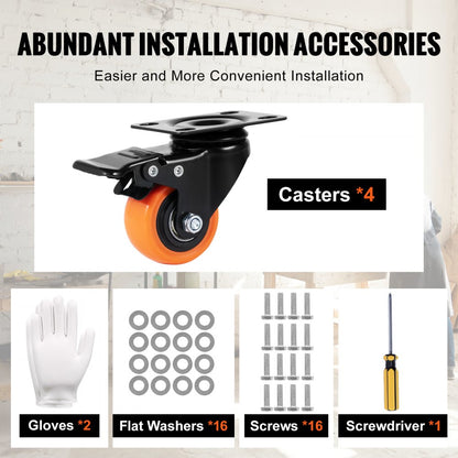CC-PBJL-2 - Durable 2-Inch Swivel Casters for Heavy Loads, Non-Marking Wheels