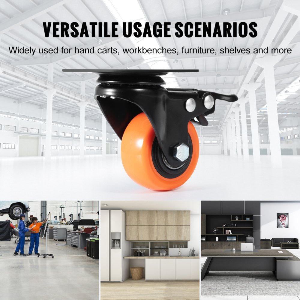 CC-PBJL-2 - Durable 2-Inch Swivel Casters for Heavy Loads, Non-Marking Wheels