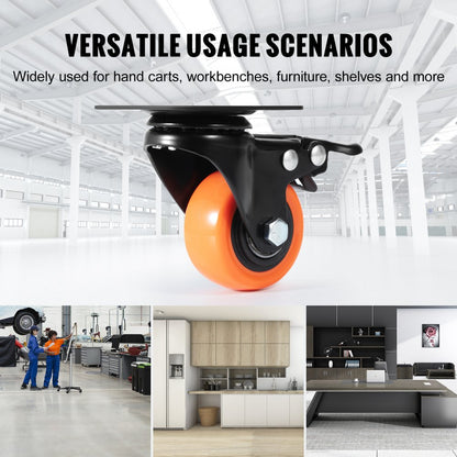 CC-PBJL-2 - Durable 2-Inch Swivel Casters for Heavy Loads, Non-Marking Wheels