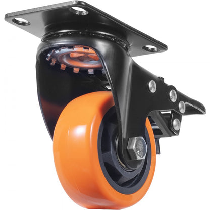 CC-PBJL-3 - Heavy Duty 3-Inch PVC Caster Wheels, A/B Locking, Set of 4