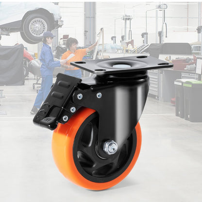 CC-PBJL-4 - Ultra-Quiet 4-inch Caster Wheels with 360-Degree Swivel and A/B Brake