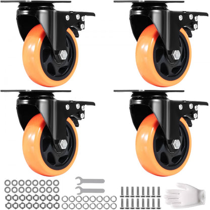 CC-PBJL-4 - Ultra-Quiet 4-inch Caster Wheels with 360-Degree Swivel and A/B Brake