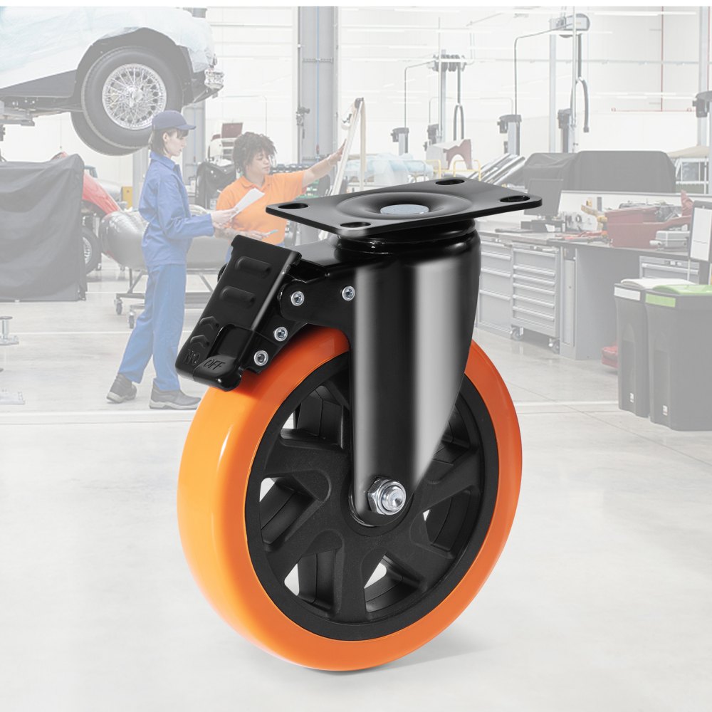 CC-PBJL-6 - 6-Inch PVC Caster Wheel Set, 700 lbs Capacity, Smooth Rolling