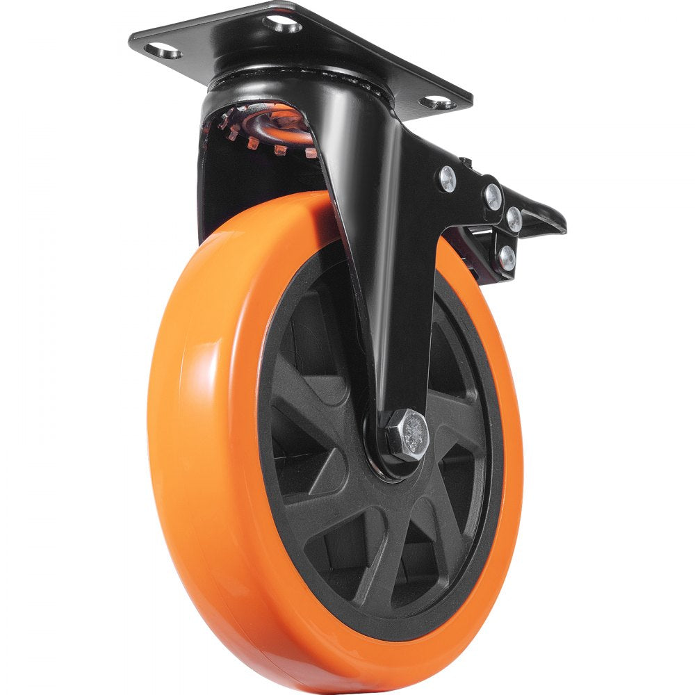 CC-PBJL-6 - 6-Inch PVC Caster Wheel Set, 700 lbs Capacity, Smooth Rolling
