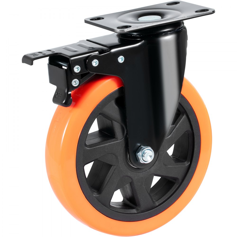 CC-PBJL-6 - 6-Inch PVC Caster Wheel Set, 700 lbs Capacity, Smooth Rolling
