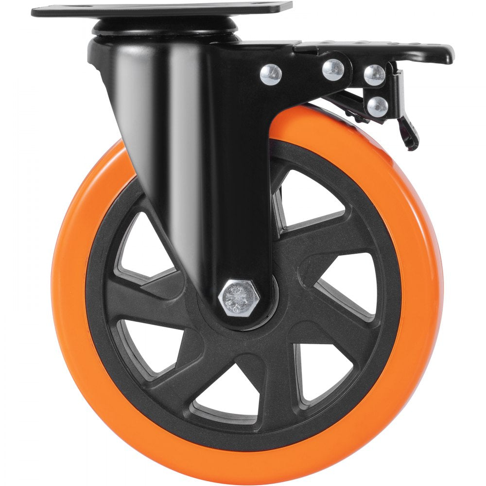 CC-PBJL-6 - 6-Inch PVC Caster Wheel Set, 700 lbs Capacity, Smooth Rolling