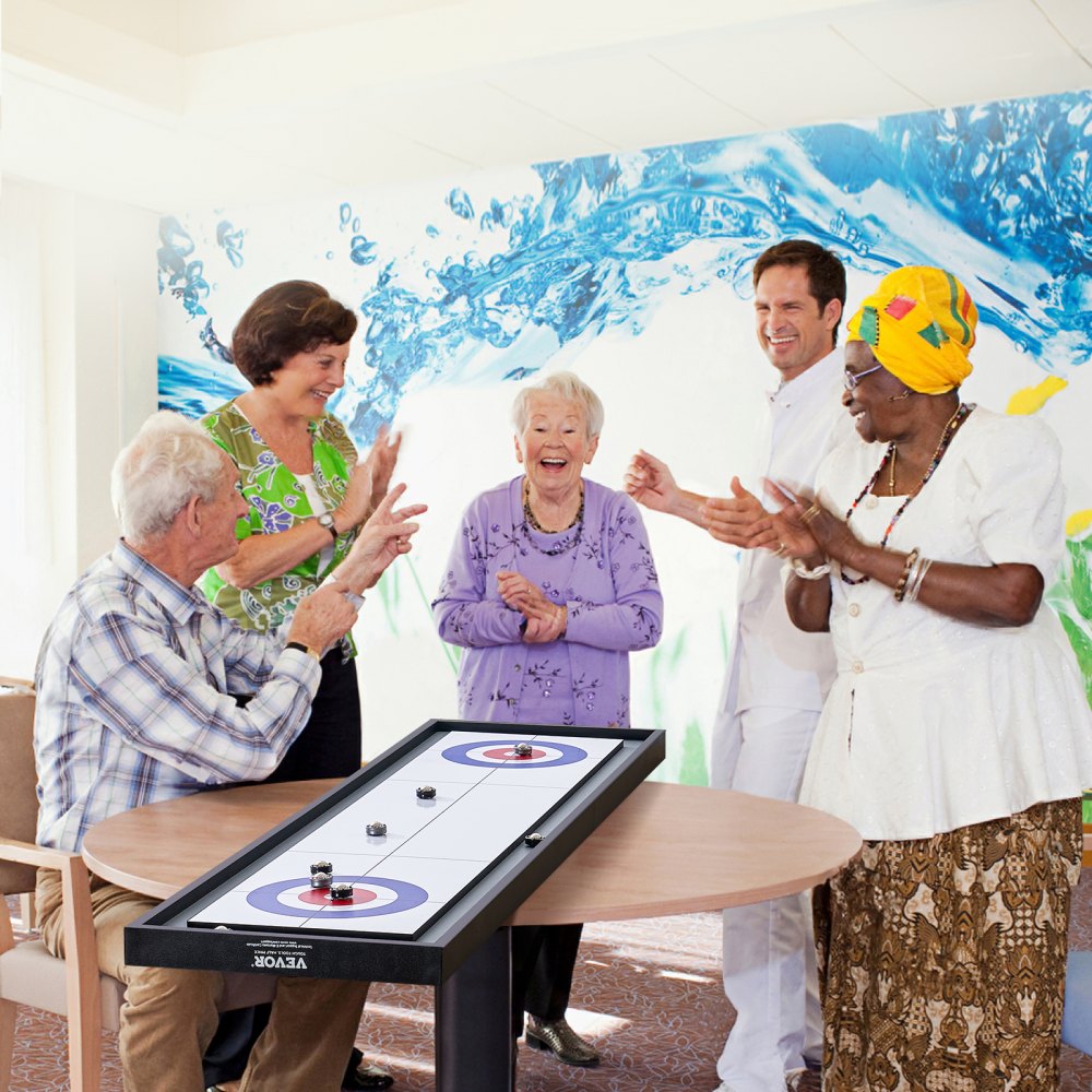 SUS-4F02 - 45" Dual Shuffleboard & Curling Game Table for Indoor Fun