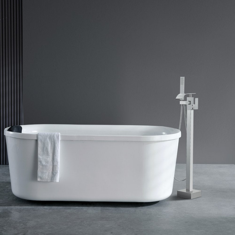 2732 - Elegant Brushed Brass Freestanding Bathtub Faucet with 360° Swivel Spout