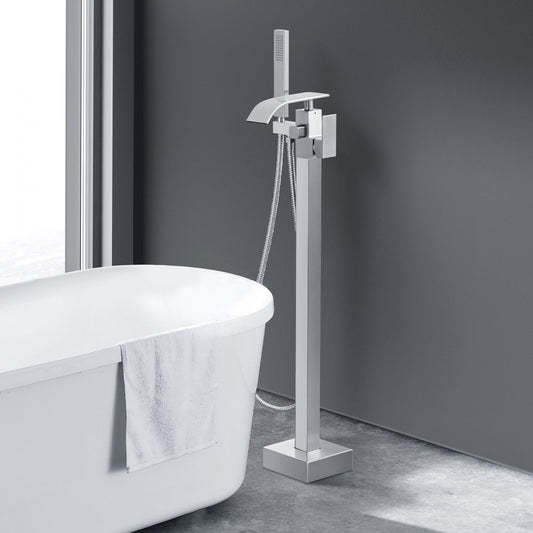 2732 - Elegant Brushed Brass Freestanding Bathtub Faucet with 360° Swivel Spout