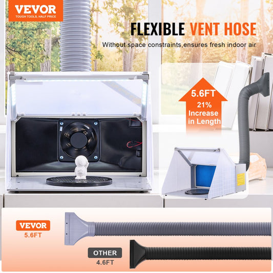 HS-E420DCLK - VEVOR Portable Airbrush Spray Booth with LED Lights 5.6ft Exhaust