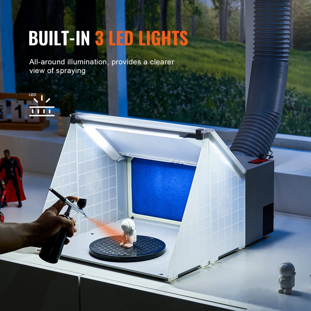 HS-E420DCLK - VEVOR Portable Airbrush Spray Booth with LED Lights 5.6ft Exhaust