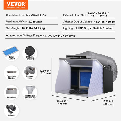 AH310 - Portable 15.94" Airbrush Spray Booth for Creative Projects