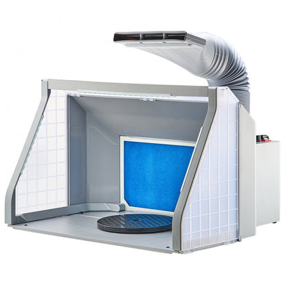 HS-E550BLK - Portable Dual-Fan Airbrush Booth with LED Lighting and Turntable