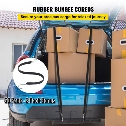010382317711 - 53 Pack Durable 21" Rubber Bungee Cords for Outdoor Use