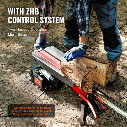 YP5225 - 6.5T Electric Log Splitter with Dual-Hand Controls and 5.7" Wheels