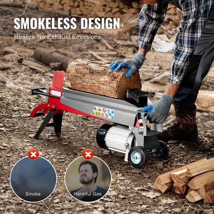 YP5225 - 6.5T Electric Log Splitter with Dual-Hand Controls and 5.7" Wheels