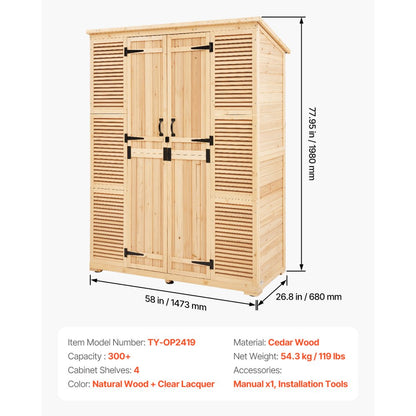 TY-OP2419 - Large Waterproof Wooden Shed for Organized Tool Storage