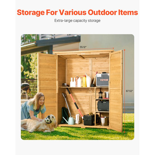 HL-002 - Large Wooden Garden Storage Shed with Adjustable Feet