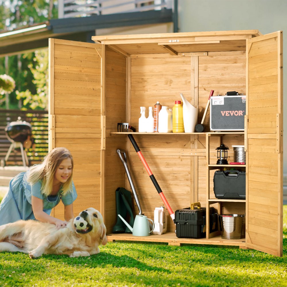 HL-002 - Large Wooden Garden Storage Shed with Adjustable Feet