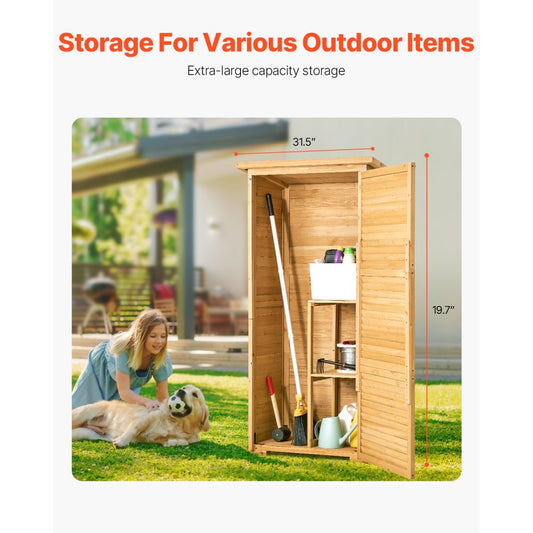 HL-001 - 31.5"x63.8" Waterproof Wooden Garden Tool Shed with Lock