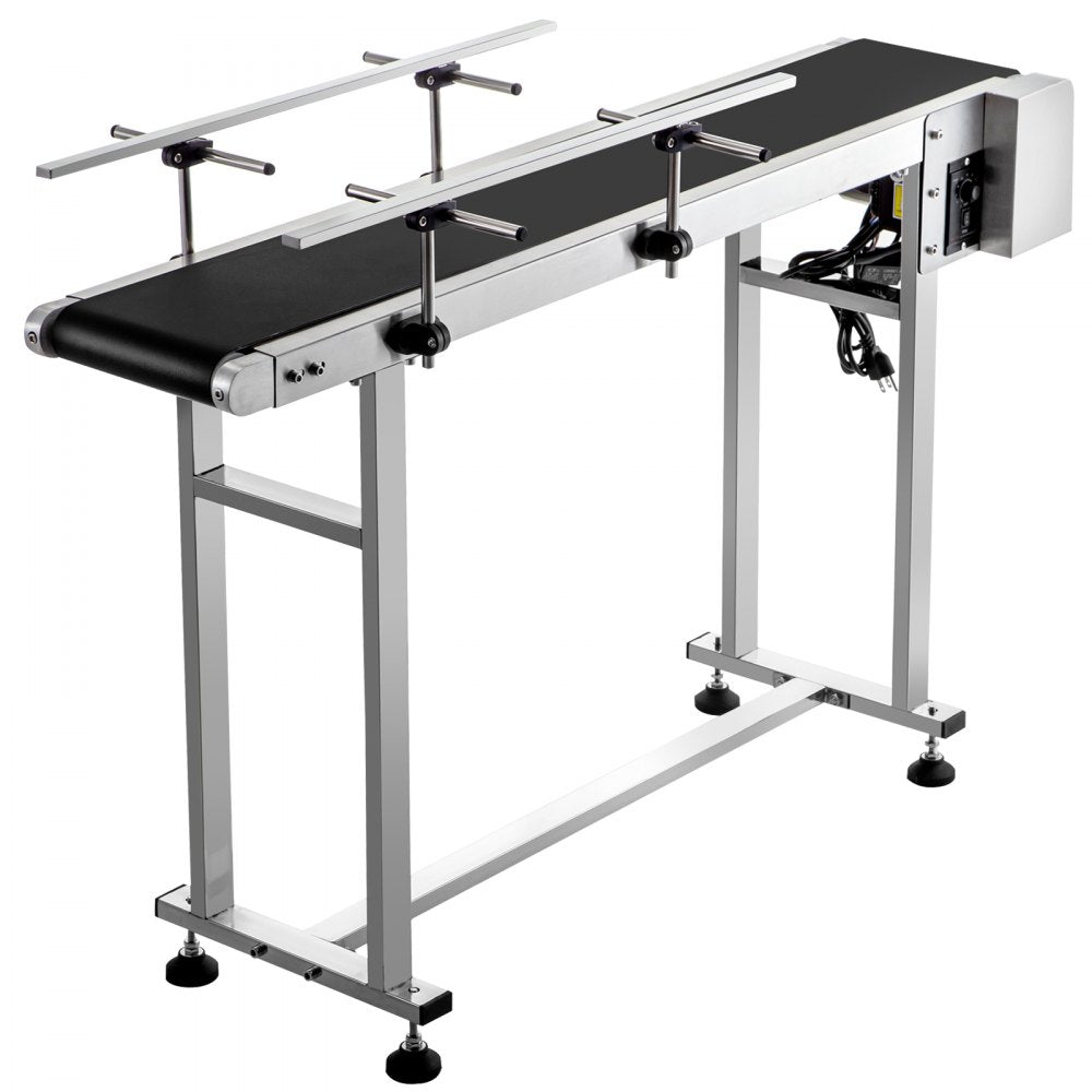 010476271198 - Durable Stainless Steel Belt Conveyor with Adjustable Speed & Guardrails