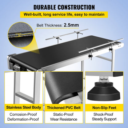 010686970198 - Stainless Steel Belt Conveyor for High-Efficiency Two-Way Transport