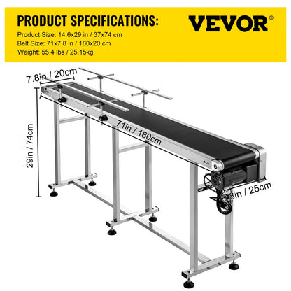 010829199622 - 71-Inch Stainless Steel Belt Conveyor with 60W Motor