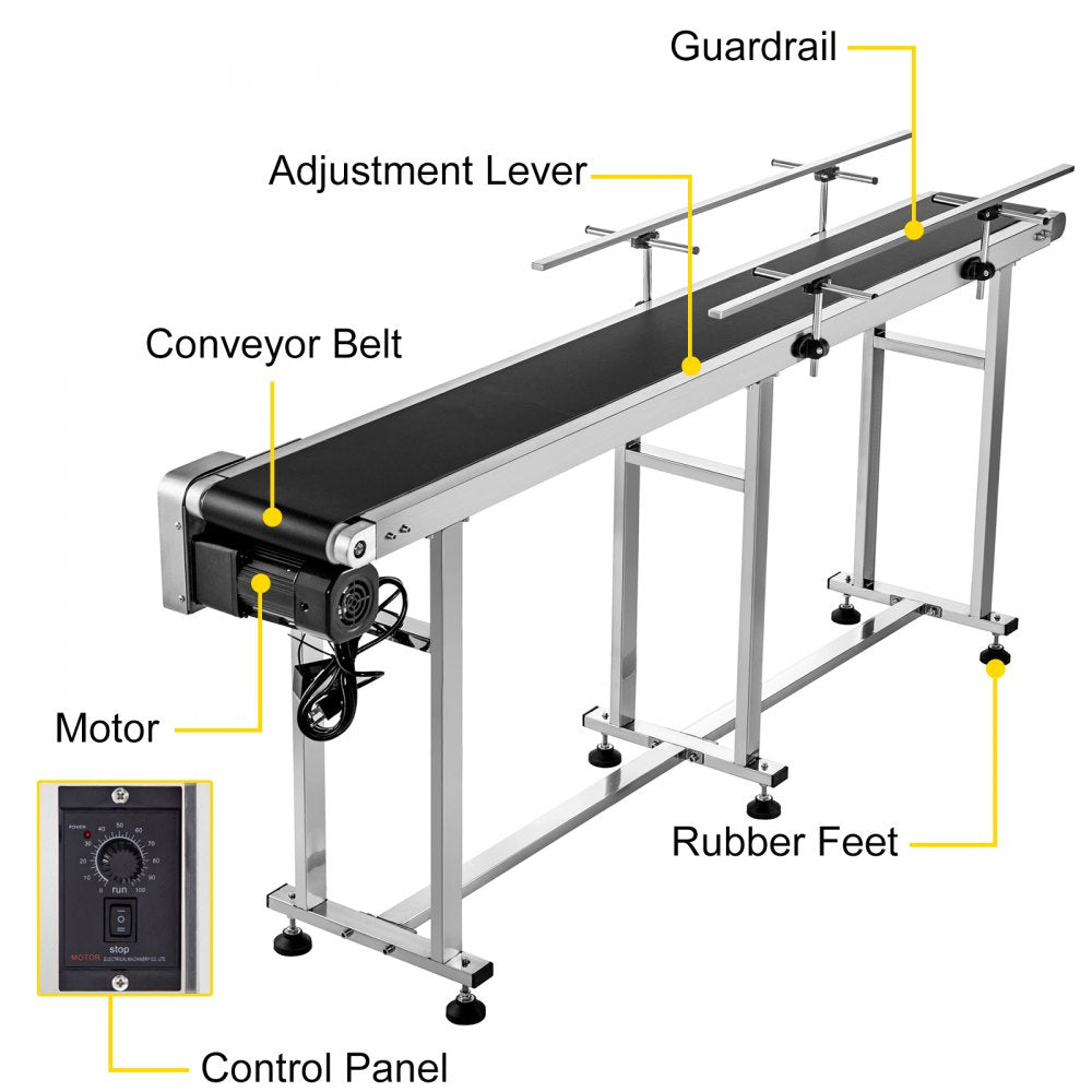 010829199622 - 71-Inch Stainless Steel Belt Conveyor with 60W Motor