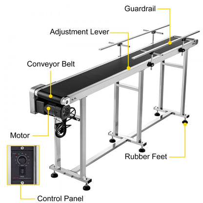010829199622 - 71-Inch Stainless Steel Belt Conveyor with 60W Motor