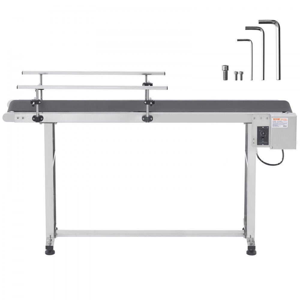 MS15040 - Heavy-Duty Stainless Steel 59" Belt Conveyor with Adjustable Speed