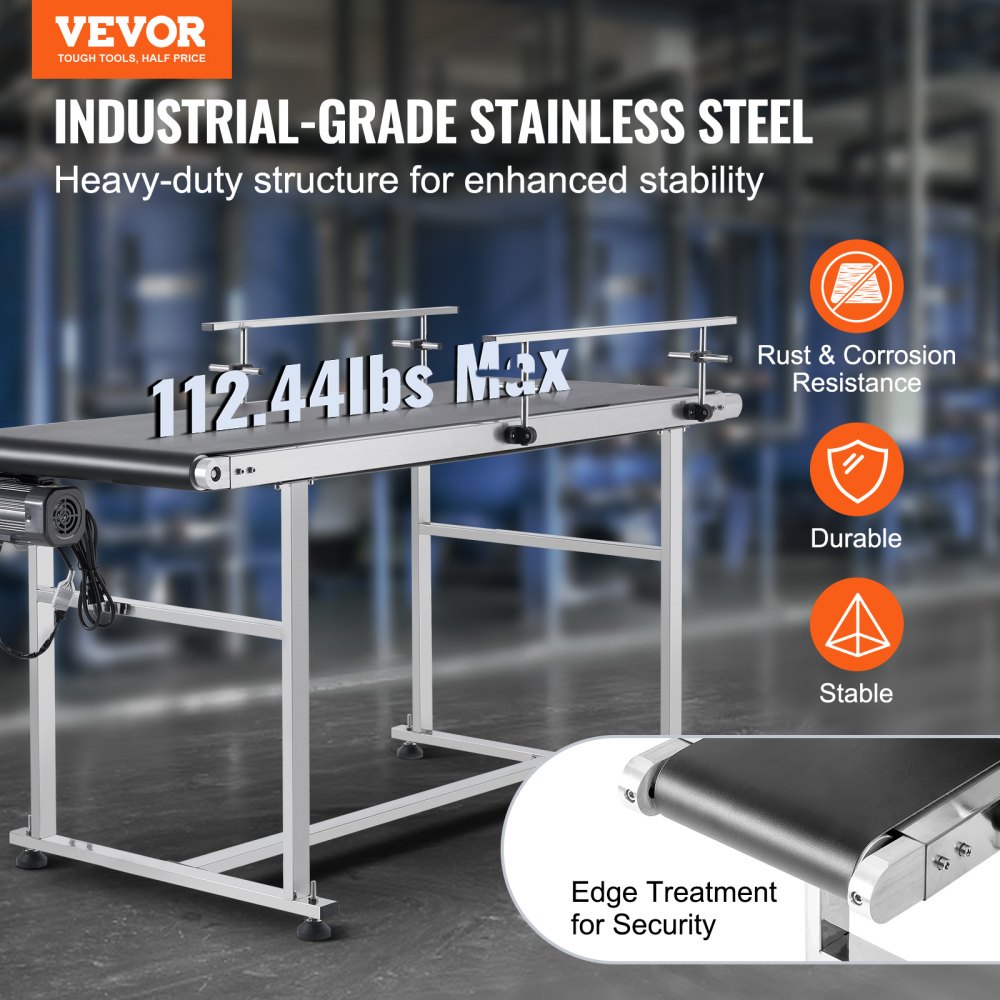 MS15060 - 59x23.6" Heavy-Duty Stainless Steel Conveyor with Adjustable Speeds