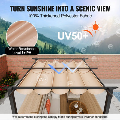 JDG-099-BE - 10x10 Aluminum Pergola with UV50+ Canopy for Outdoor Enjoyment