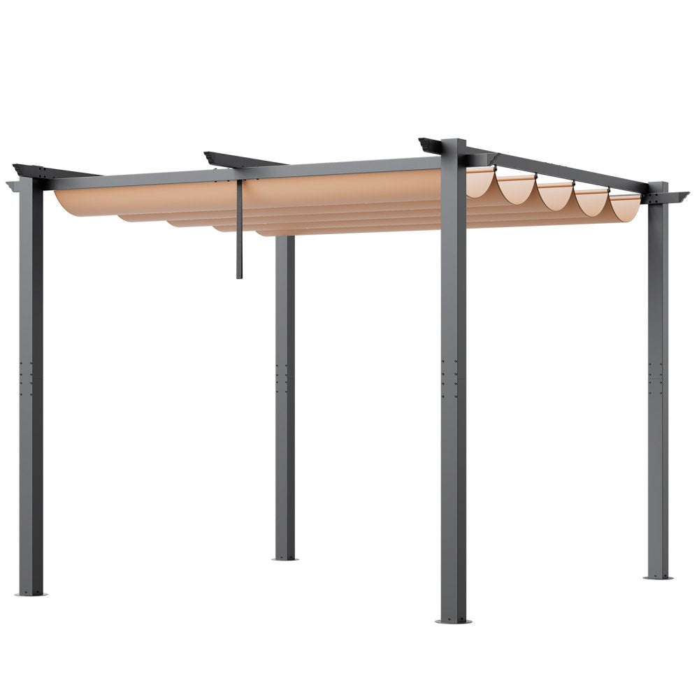 JDG-099-BE - 10x10 Aluminum Pergola with UV50+ Canopy for Outdoor Enjoyment