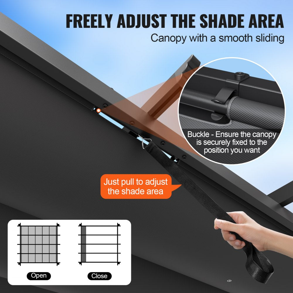 JDG-098-33DBE - 10'x10' Aluminum Pergola with UV50+ Sun Shade Canopy