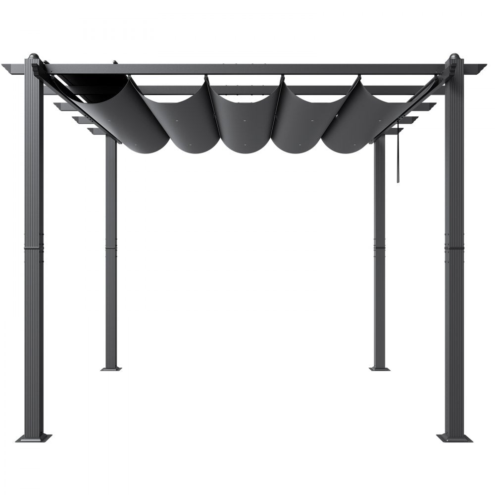 JDG-098-33DBE - 10'x10' Aluminum Pergola with UV50+ Sun Shade Canopy